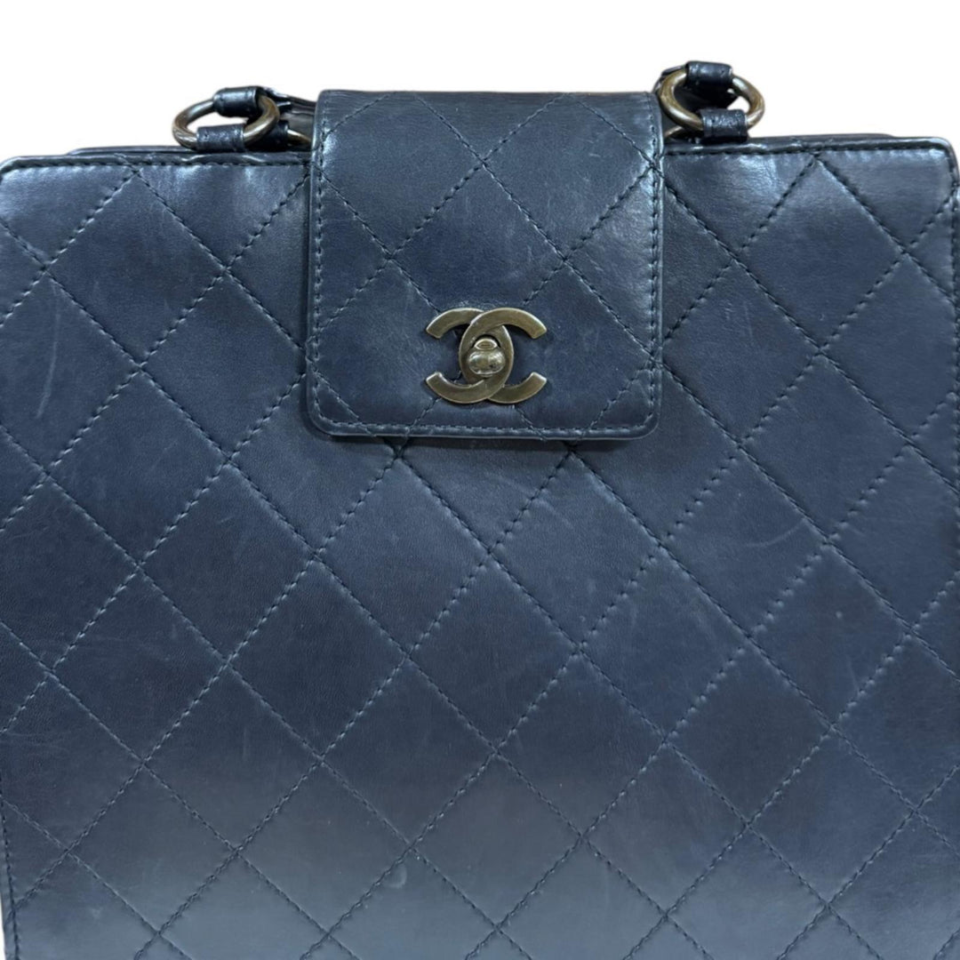 CHANEL シャネル マトラッセ ココマーク ハンドバッグ レザー ブラック