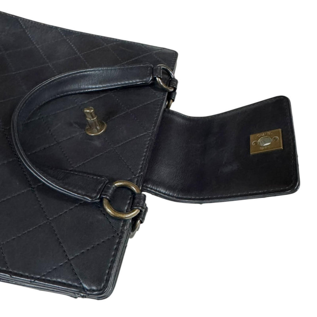 CHANEL シャネル マトラッセ ココマーク ハンドバッグ レザー ブラック