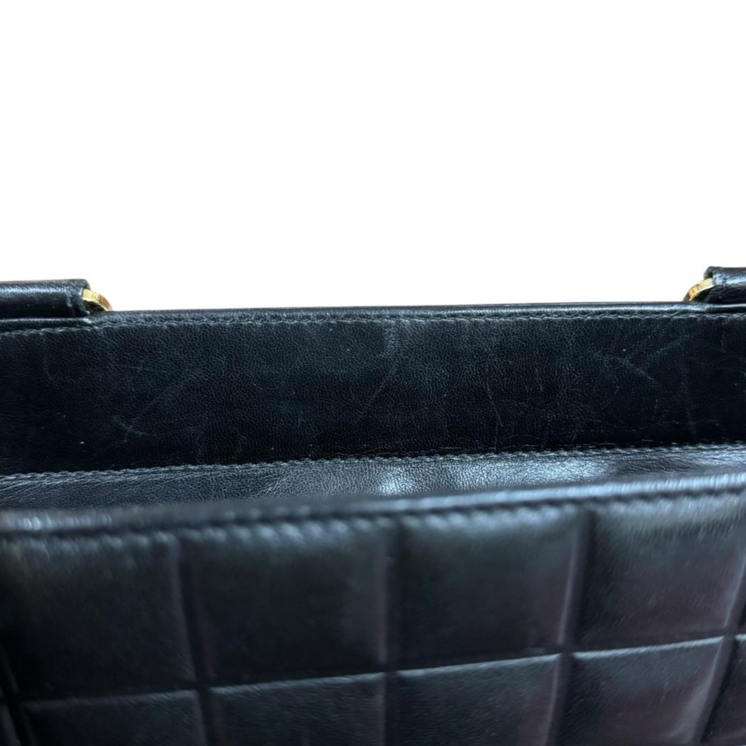 CHANEL シャネル チョコバー トートバッグ ラムスキン ブラック