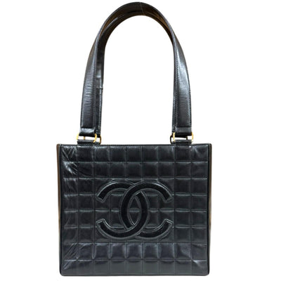 CHANEL シャネル チョコバー トートバッグ ラムスキン ブラック