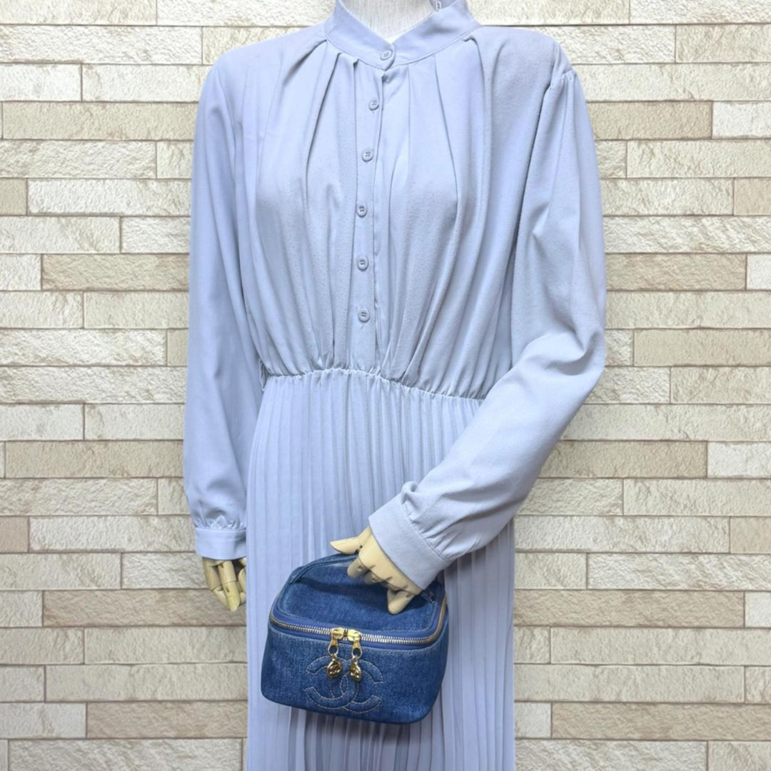CHANEL シャネル ミニバニティ ハンドバッグ デニム ブルー レディース
