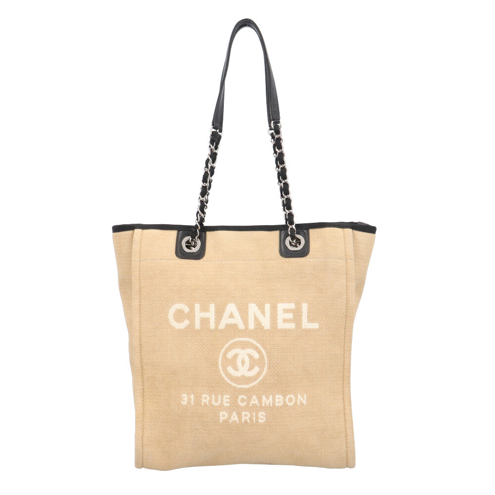 CHANEL Deauville PM Tote Bag Canvas Beige Ladies Used – 【公式