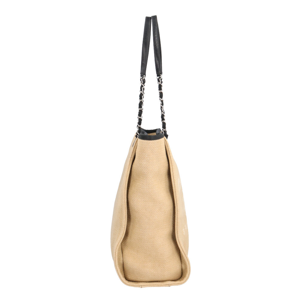CHANEL Deauville PM Tote Bag Canvas Beige Ladies Used – 【公式