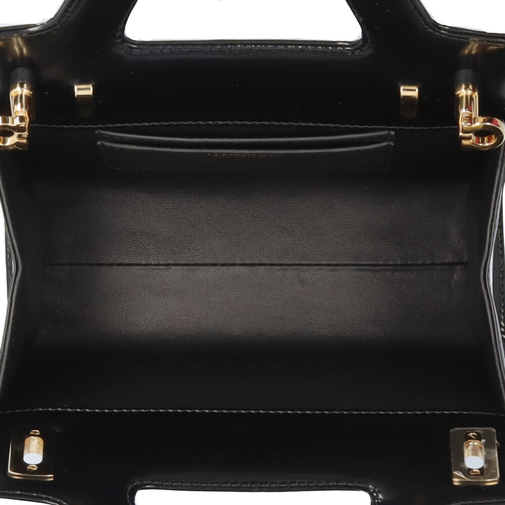 Salvatore Ferragamo Wanda Mini Shoulder Bag Patent Leather Black