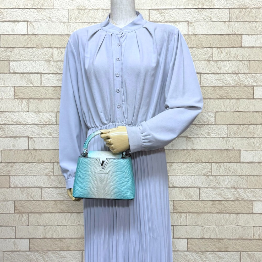 ルイヴィトン カプシーヌMINI ショルダーバッグ リザード ブルー レディース LOUIS VUITTON  中古 LOUIS VUITTON ルイヴィトン カプシーヌMINI ショルダーバッグ