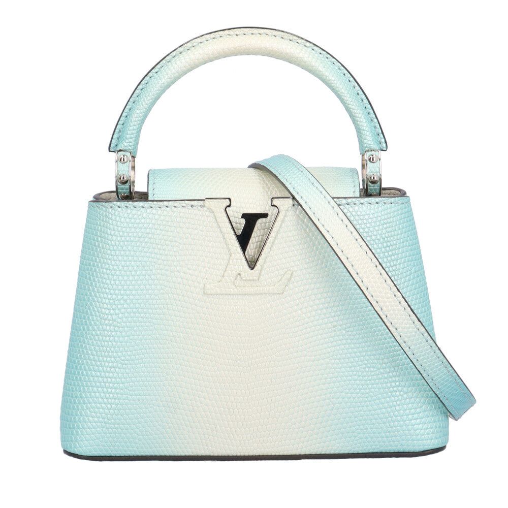 LOUIS VUITTON Capucines MINI Shoulder Bag Lizard Blue Ladies Used