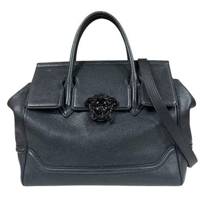 ヴェルサーチハンドバッグ 黒　送料込み VERSACE ヴェルサーチ ショルダーバッグ レザー ブラック レディース