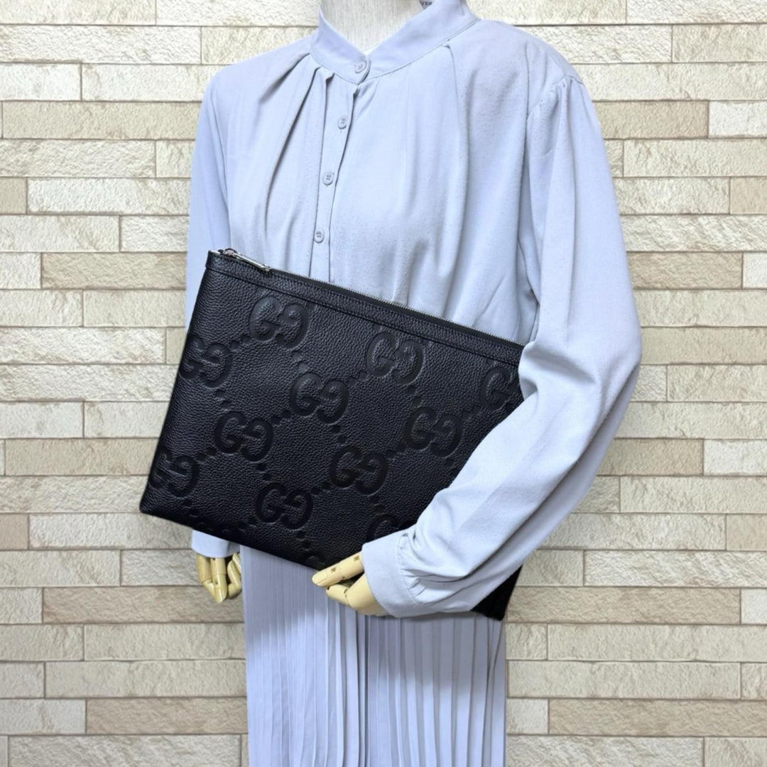 美品✨グッチ ジャンボGG トラベルドキュメントケース ブラック GUCCI グッチ ミディアムトラベルドキュメントケース ジャンボGG