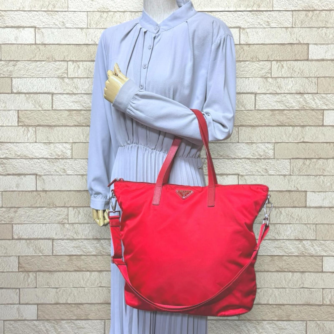 PRADA プラダ トートバッグ ナイロン レッド レディース 中古 – 【公式