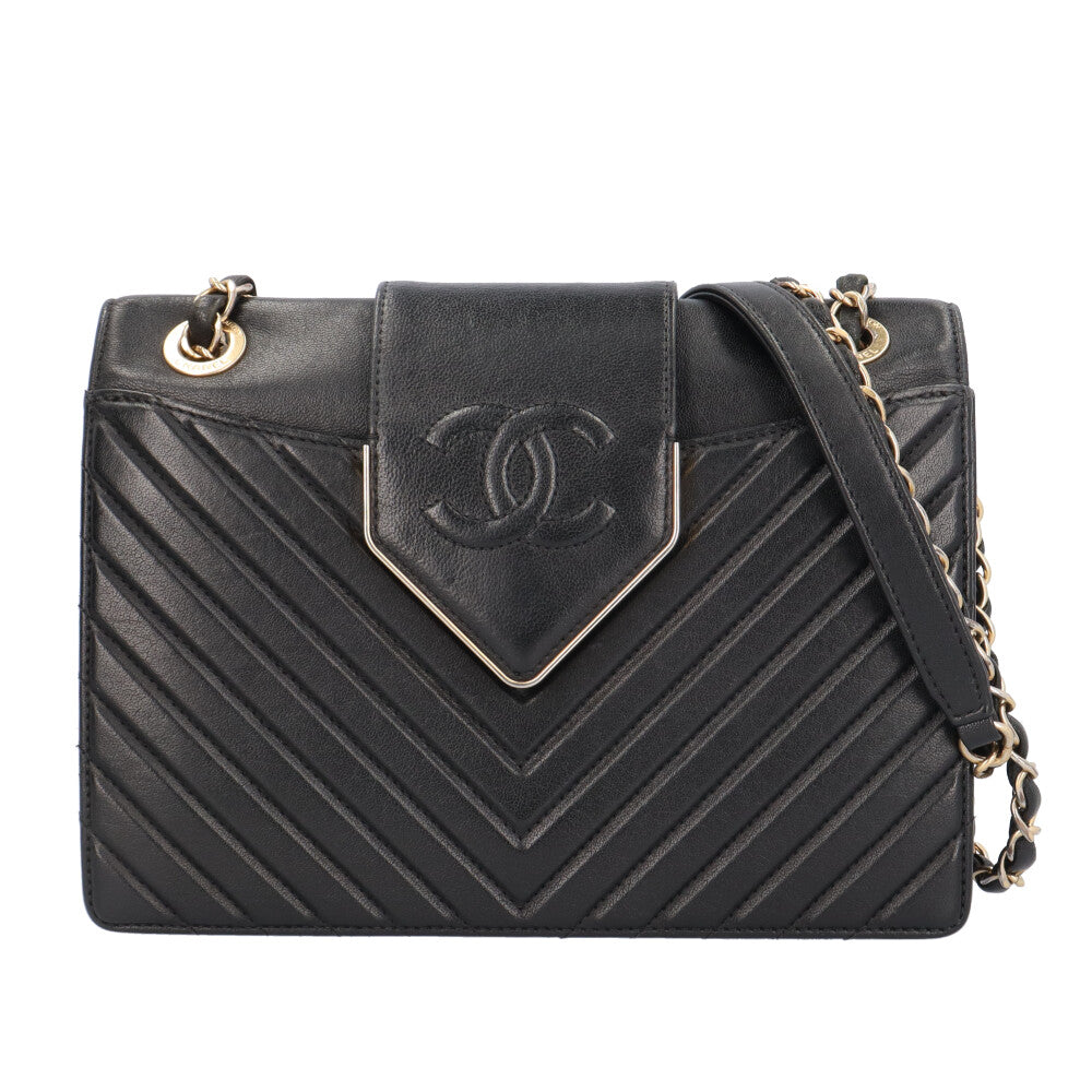 CHANEL シャネル カラー＆タイ Vステッチ ショルダーバッグ レザー