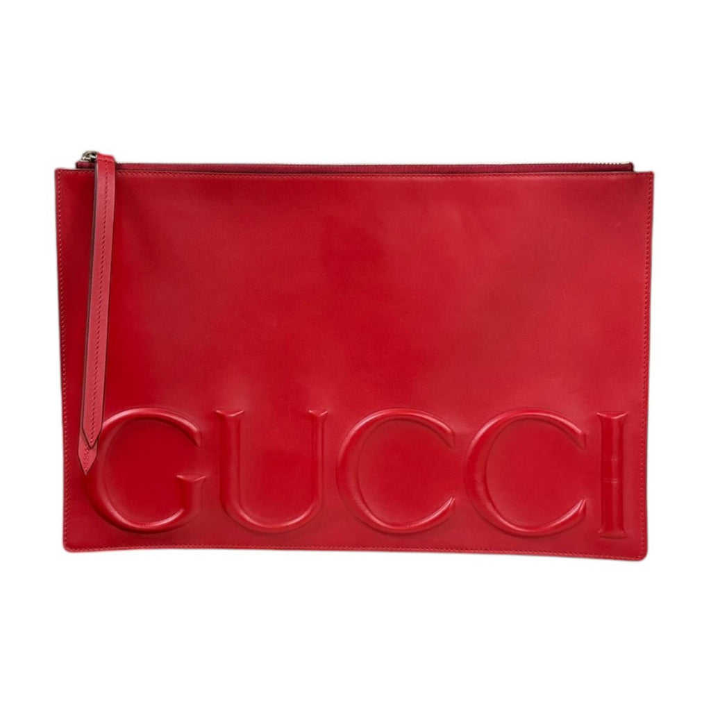 GUCCI グッチ グッチXL クラッチバッグ レザー レッド レディース 中古