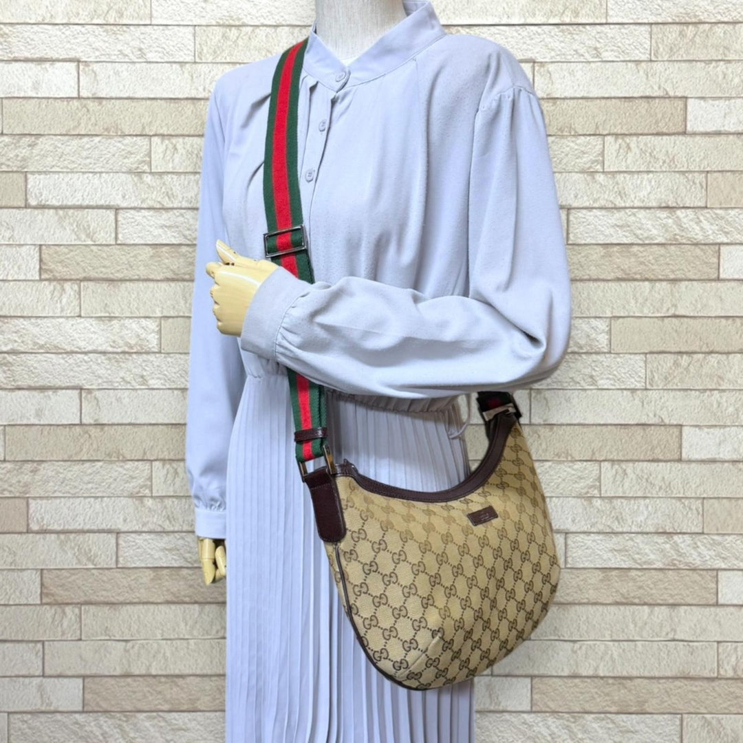 GUCCI グッチ シェリーライン ショルダーバッグ GGキャンバス ベージュ
