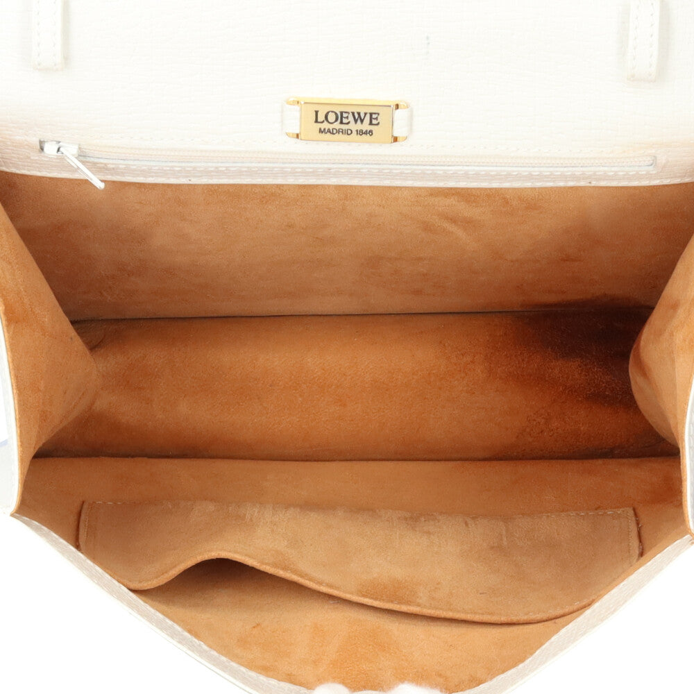 LOEWE ロエベ バルセロナ ハンドバッグ レザー ホワイト レディース