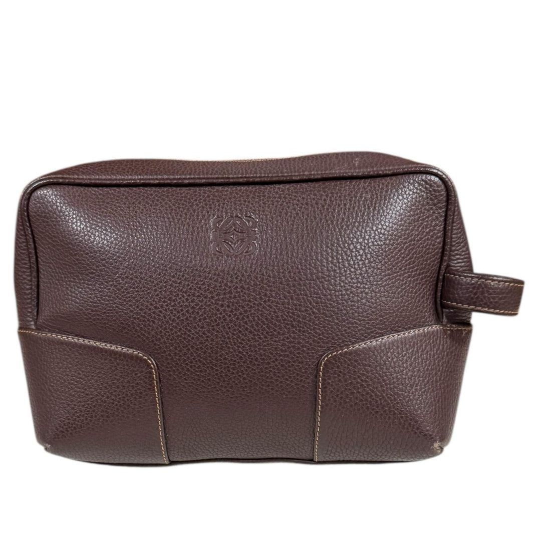 LOEWE ロエベ クラッチバッグ レザー ブラウン レディース 中古