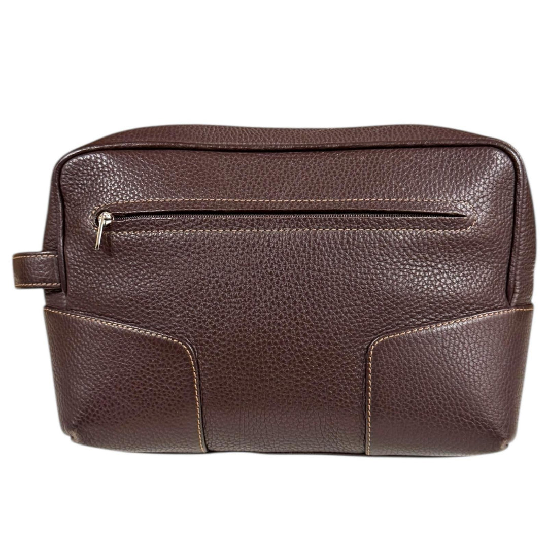 LOEWE ロエベ クラッチバッグ レザー ブラウン レディース 中古