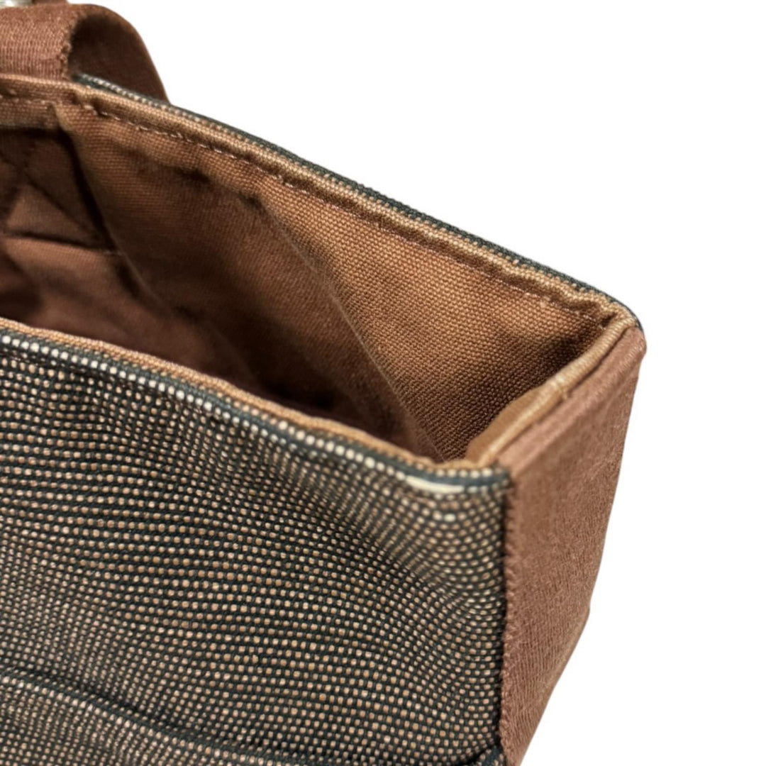 HERMES エルメス サクソーMM ハンドバッグ トワルアッシュ ブラウン