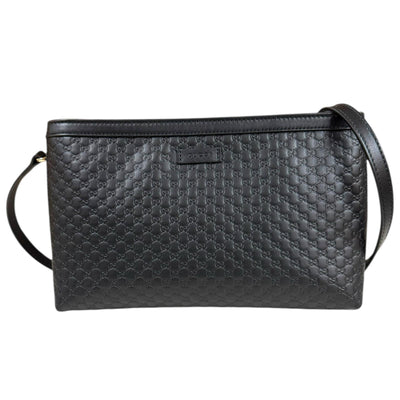 GUCCI グッチ マイクログッチシマ ショルダーバッグ レザー ブラック