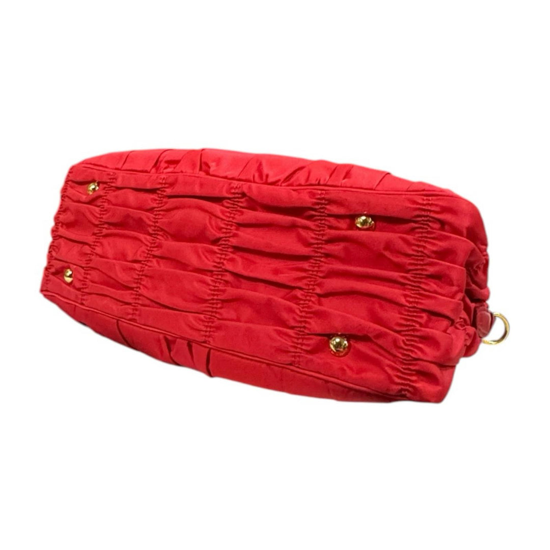PRADA プラダ ギャザー ショルダーバッグ ナイロン レッド レディース