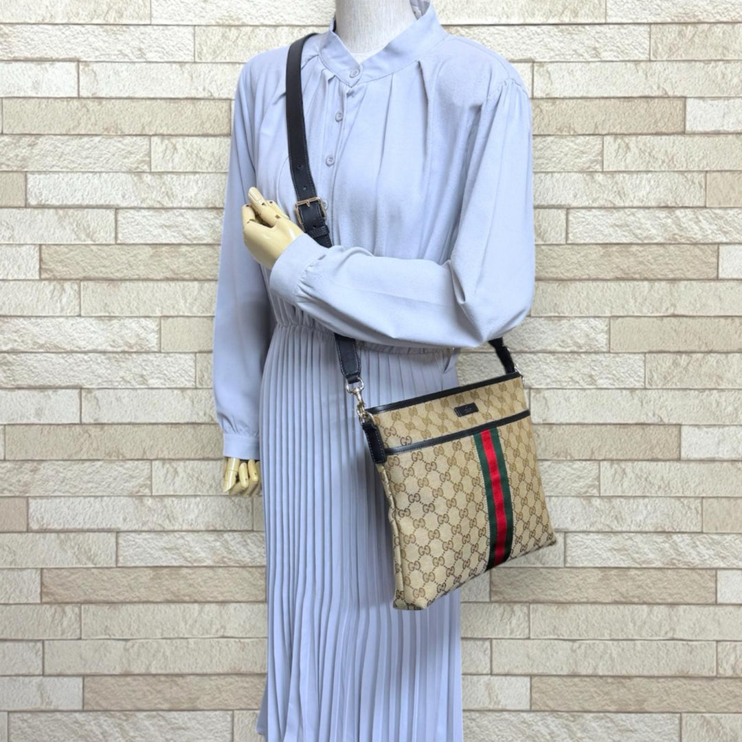 GUCCI グッチ シェリー ショルダーバッグ GGキャンバス ブラウン