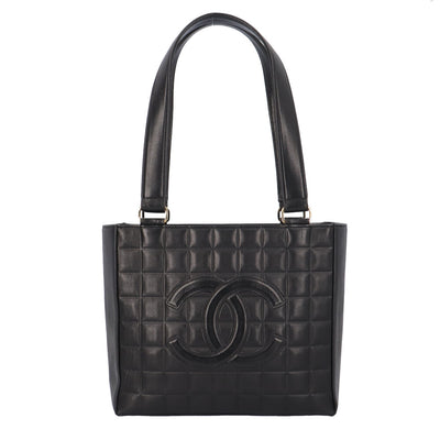 CHANEL シャネル チョコバー ショルダーバッグ ラムスキン ブラック