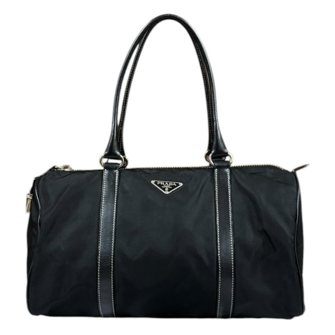 【美品】PRADA プラダ　ミニボストン　ハンドバッグ　ナイロン　ブラック　黒 PRADA プラダ ミニボストンバッグ ハンドバッグ ナイロン ブラック