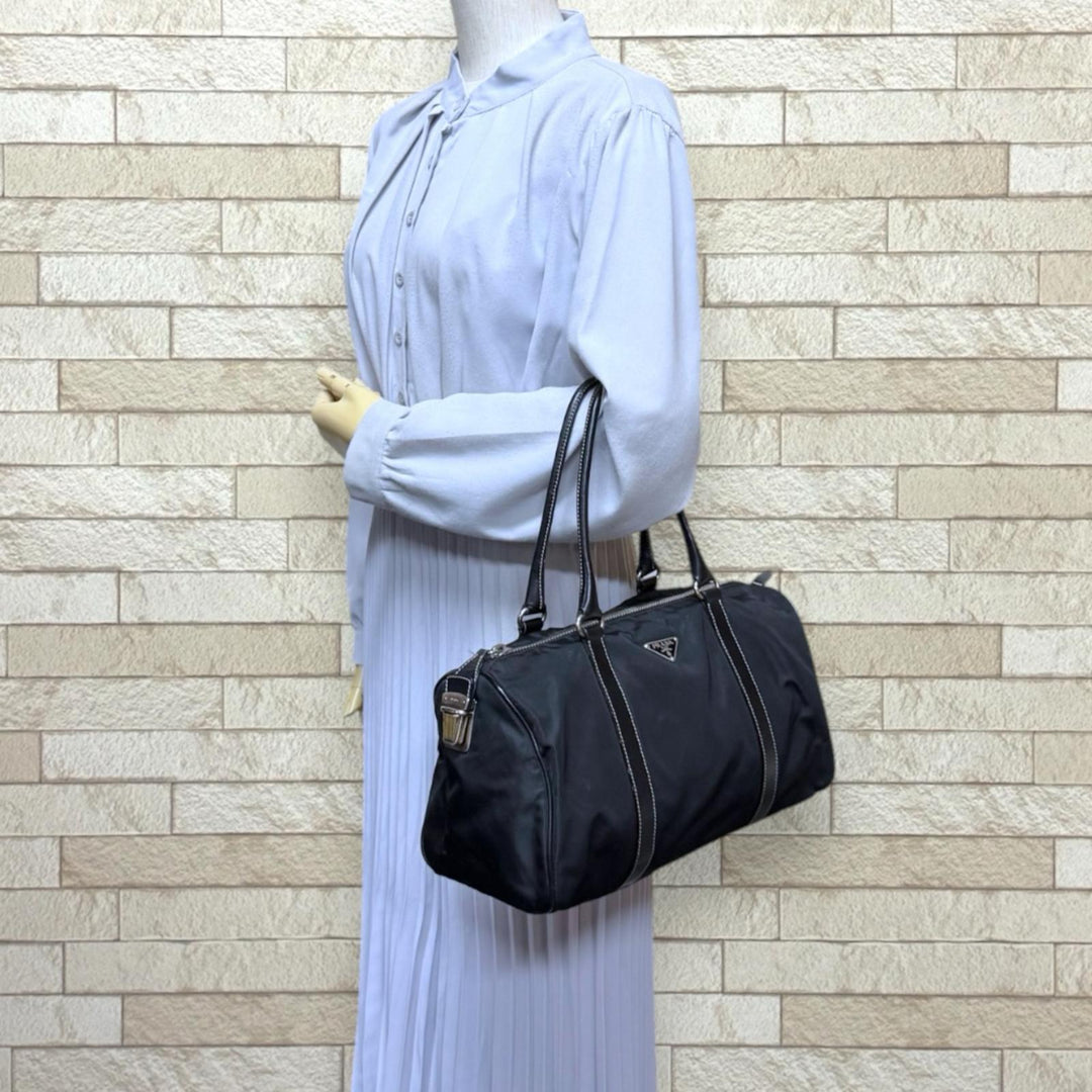 PRADA プラダ ミニボストンバッグ ハンドバッグ ナイロン ブラック