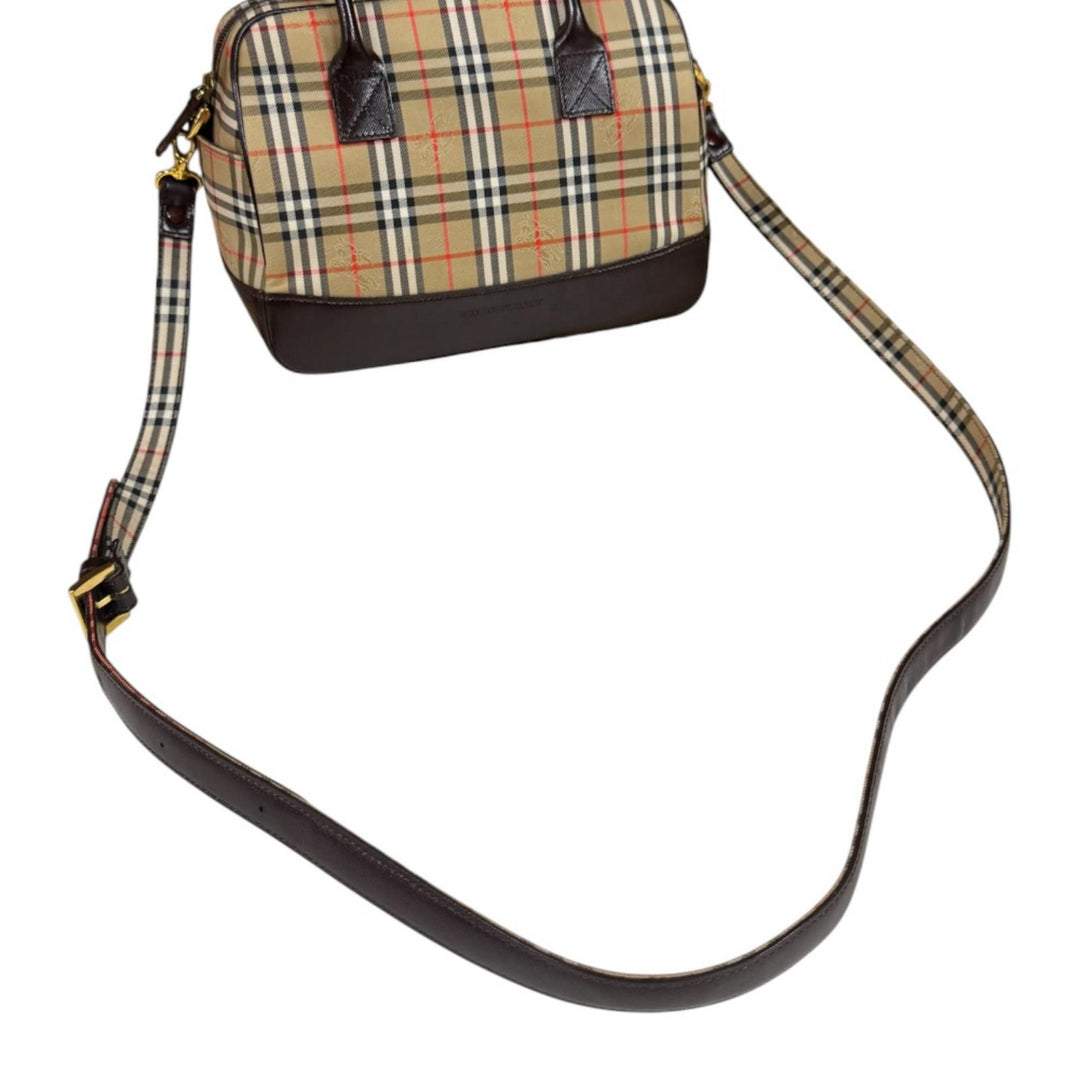 【美品】バーバリー ミニボストンバッグ ノバチェック シャドーホース BURBERRY バーバリー ミニボストン ノバチェック / シャドーホース