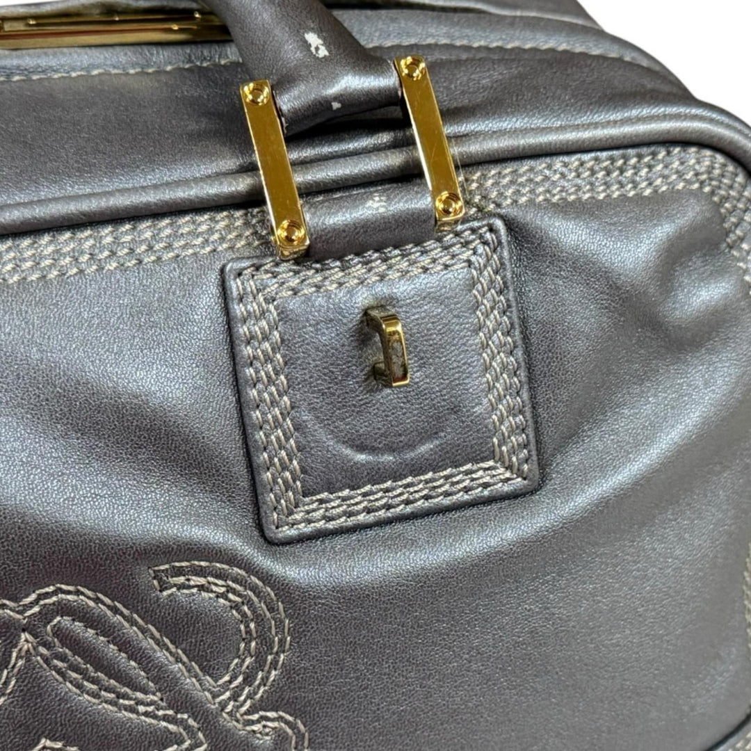 LOEWE ロエベ アマソナ28 アナグラムロゴ ハンドバッグ レザー グレー