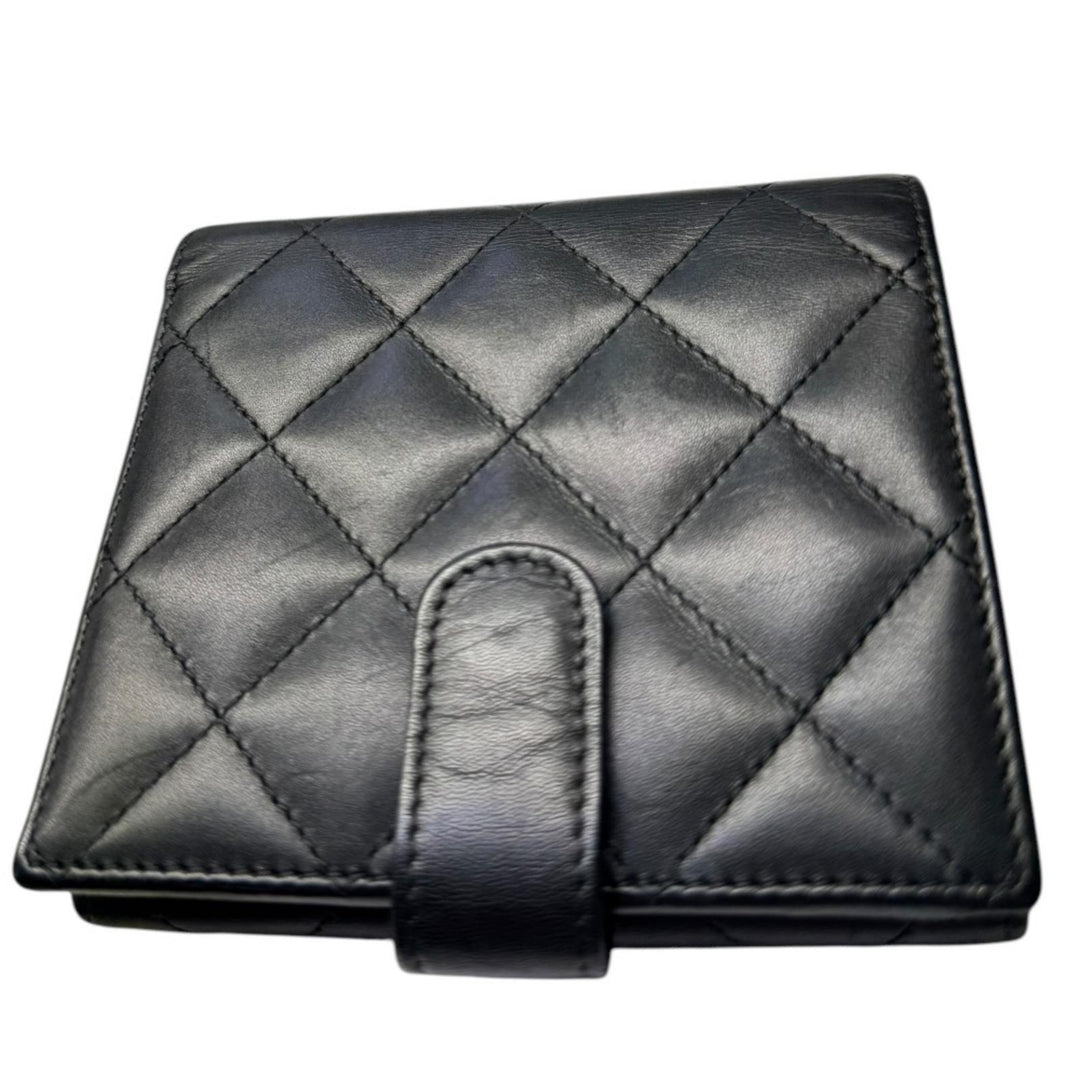 CHANEL シャネル カンボン 二つ折り財布 レザー レディース 中古