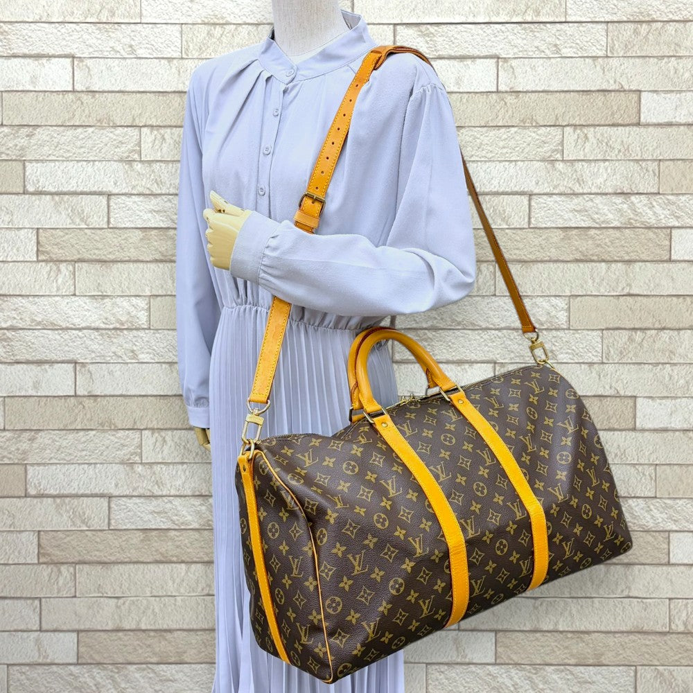 ルイ・ヴィトン ボストンバッグ キャンバス/レザー モノグラム インディゴ LOUIS VUITTON ルイヴィトン キーポル50 バンドリエール モノグラム