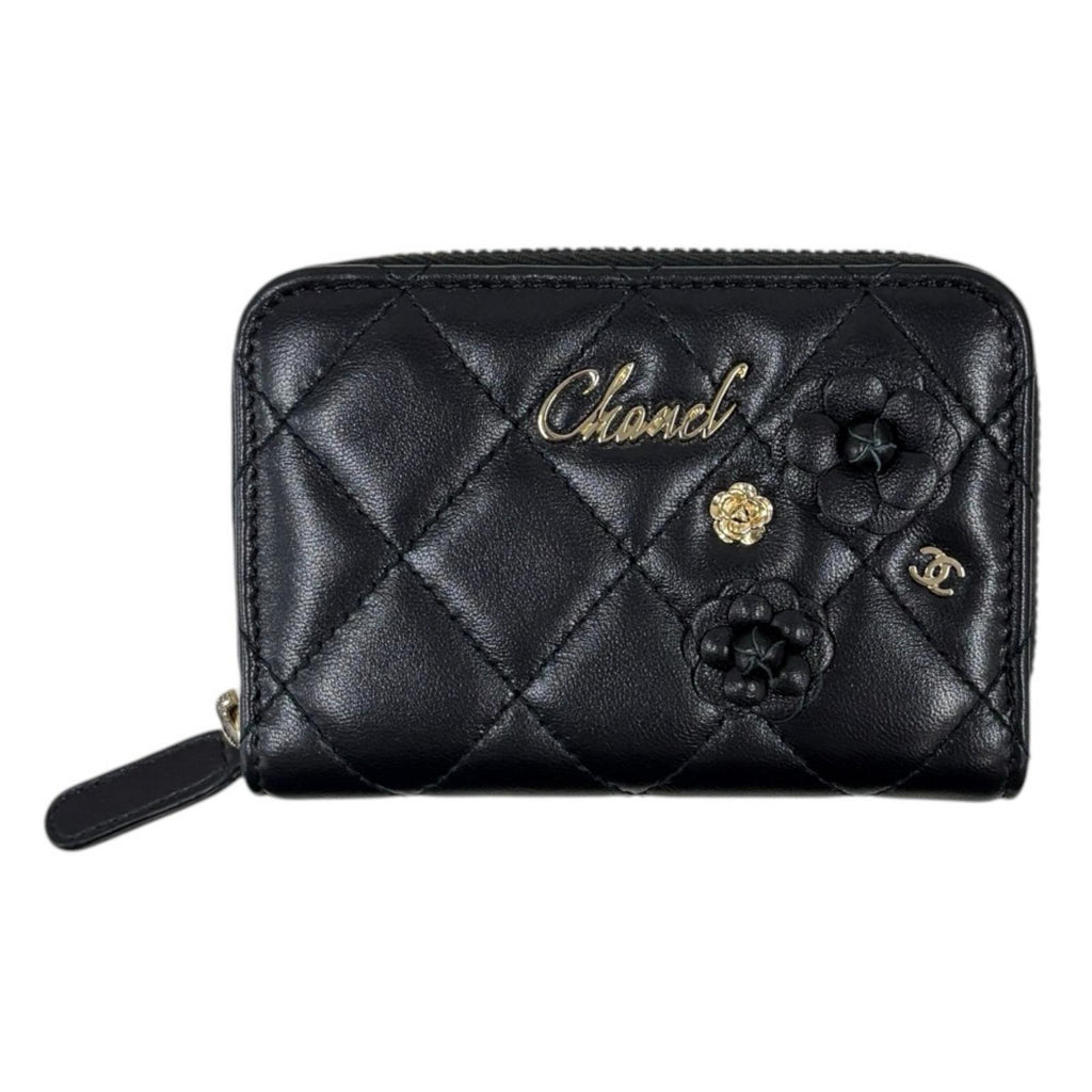 CHANEL シャネル カメリア マトラッセ カードケース ラムスキン
