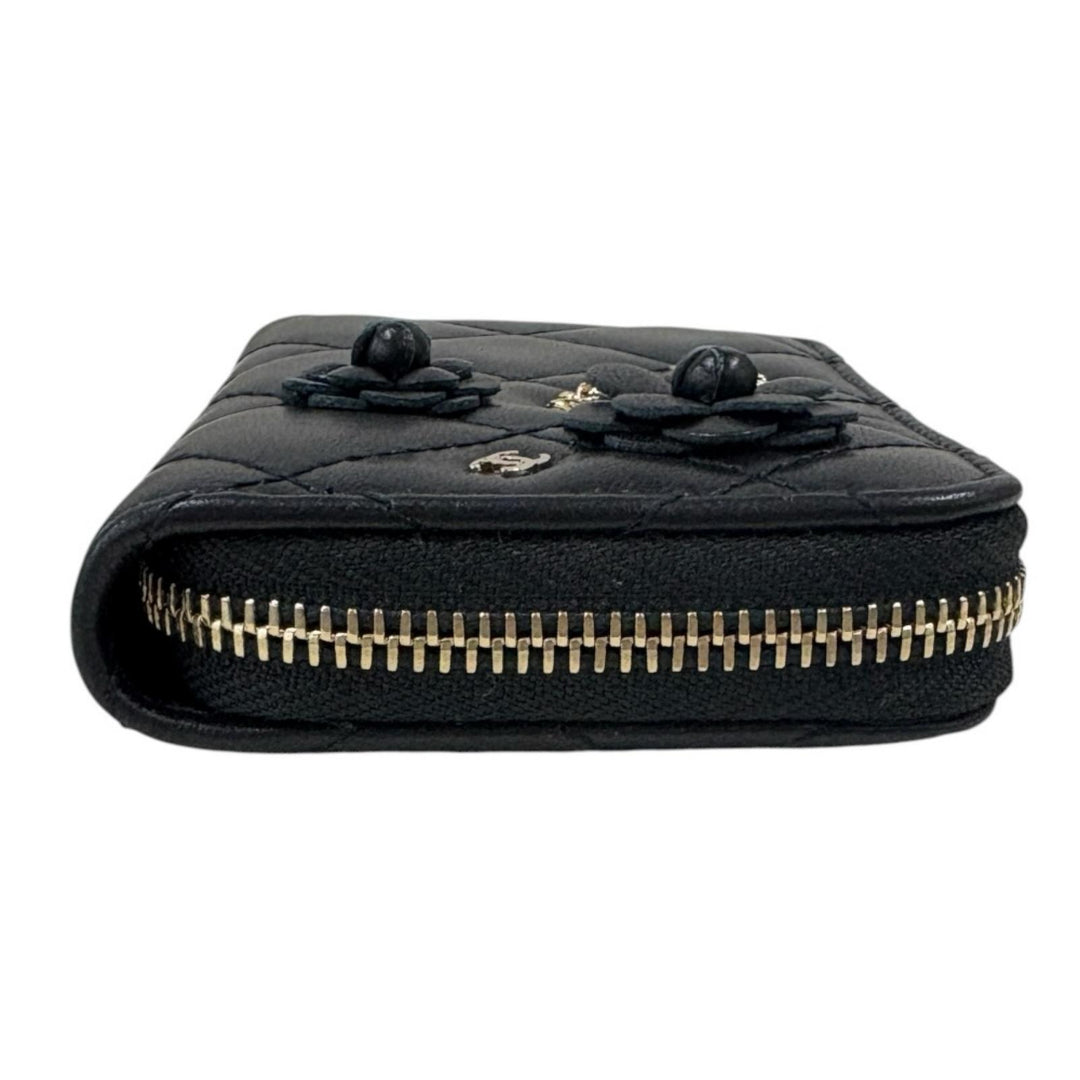CHANEL シャネル カメリア マトラッセ カードケース ラムスキン