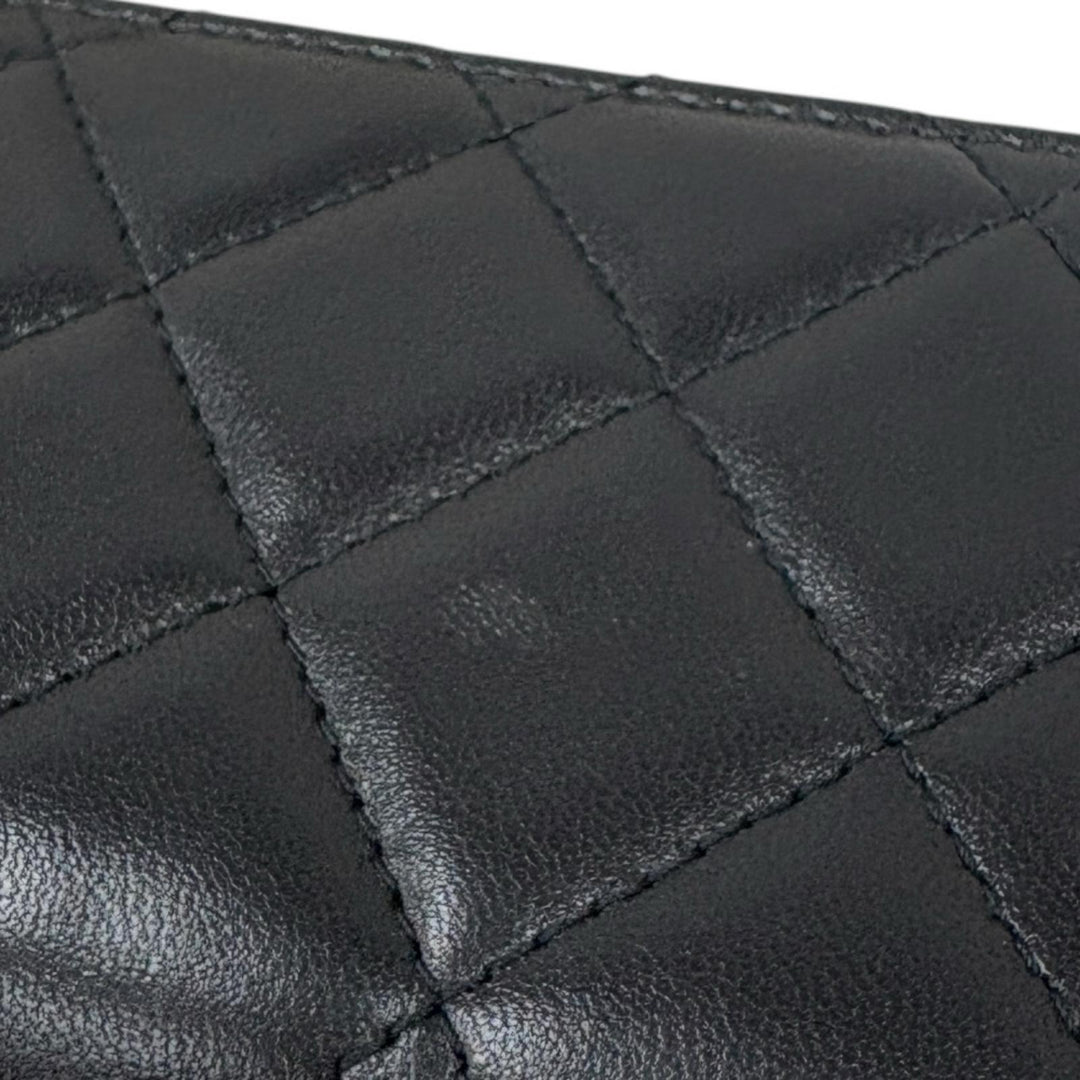 CHANEL シャネル カメリア マトラッセ カードケース ラムスキン