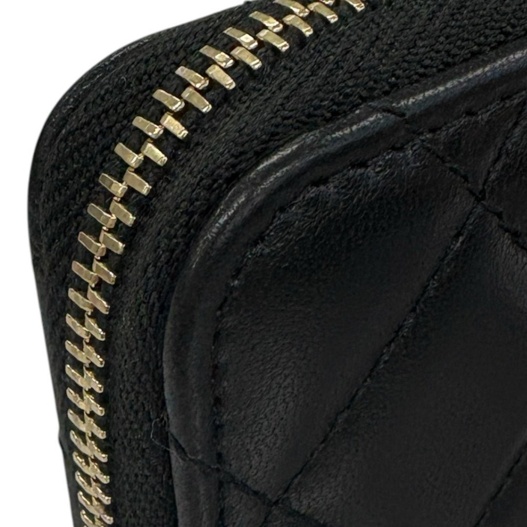 CHANEL シャネル カメリア マトラッセ カードケース ラムスキン
