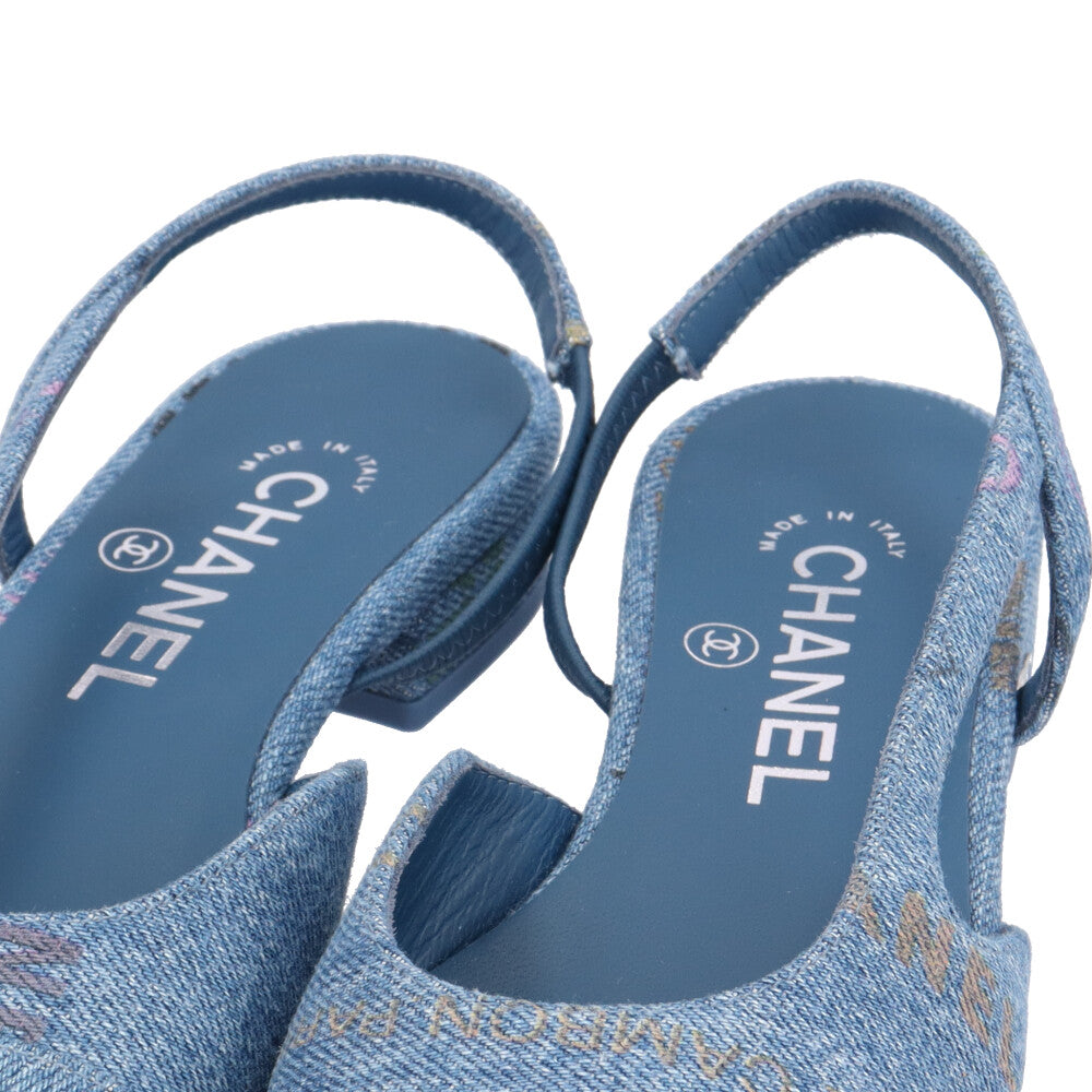 CHANEL シャネル スリングバック ココマーク パンプス デニム