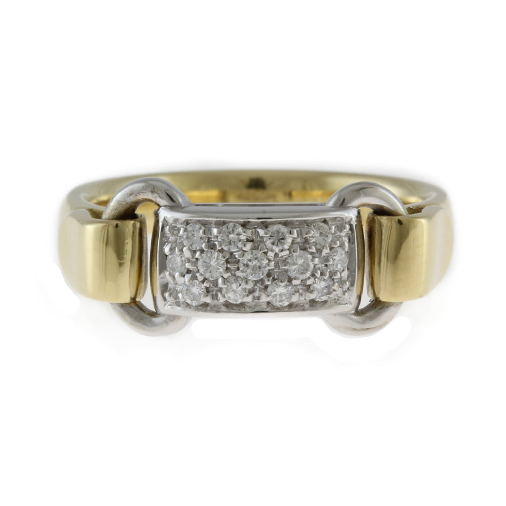 Damiani 2-tone ring, size 12, 18k gold, diamond, women's, pre