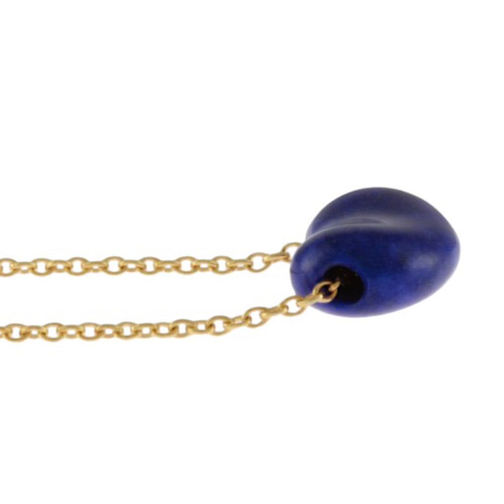 Tiffany Bean Lapis Lazuli Necklace 18K Yellow Gold