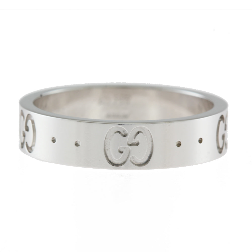Gucci Icon Ring, Size 7, 18K White Gold, Women's, GUCCI [Used