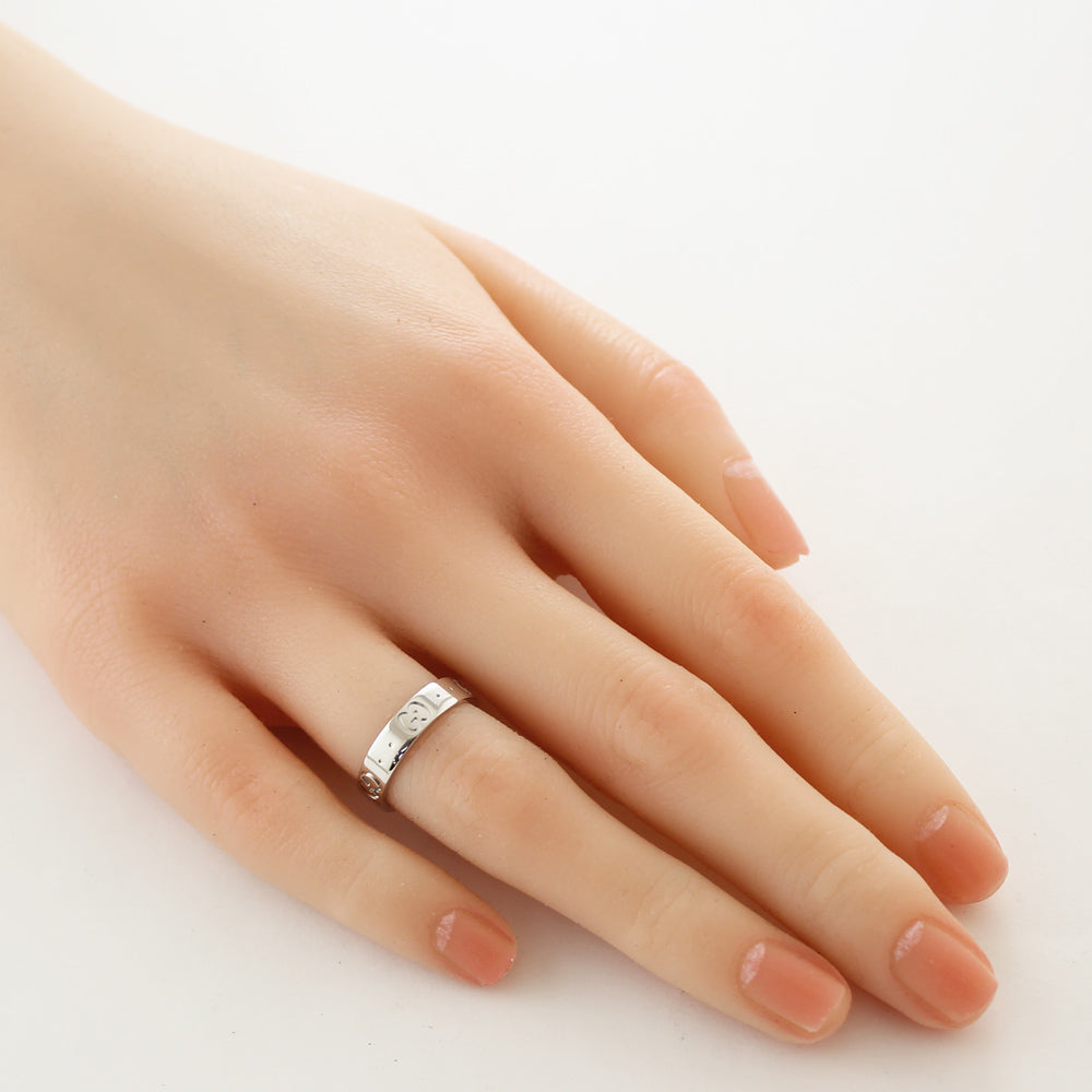 美品 グッチ リング K18WG ホワイトゴールド レディース GUCCI GUCCI グッチ ジェムストーン付き アイコンリング ホワイト