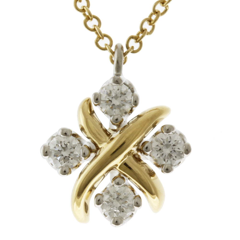 Tiffany Jean Schlumberger Necklace 18K Yellow Gold Diamond Women's Pre-Owned