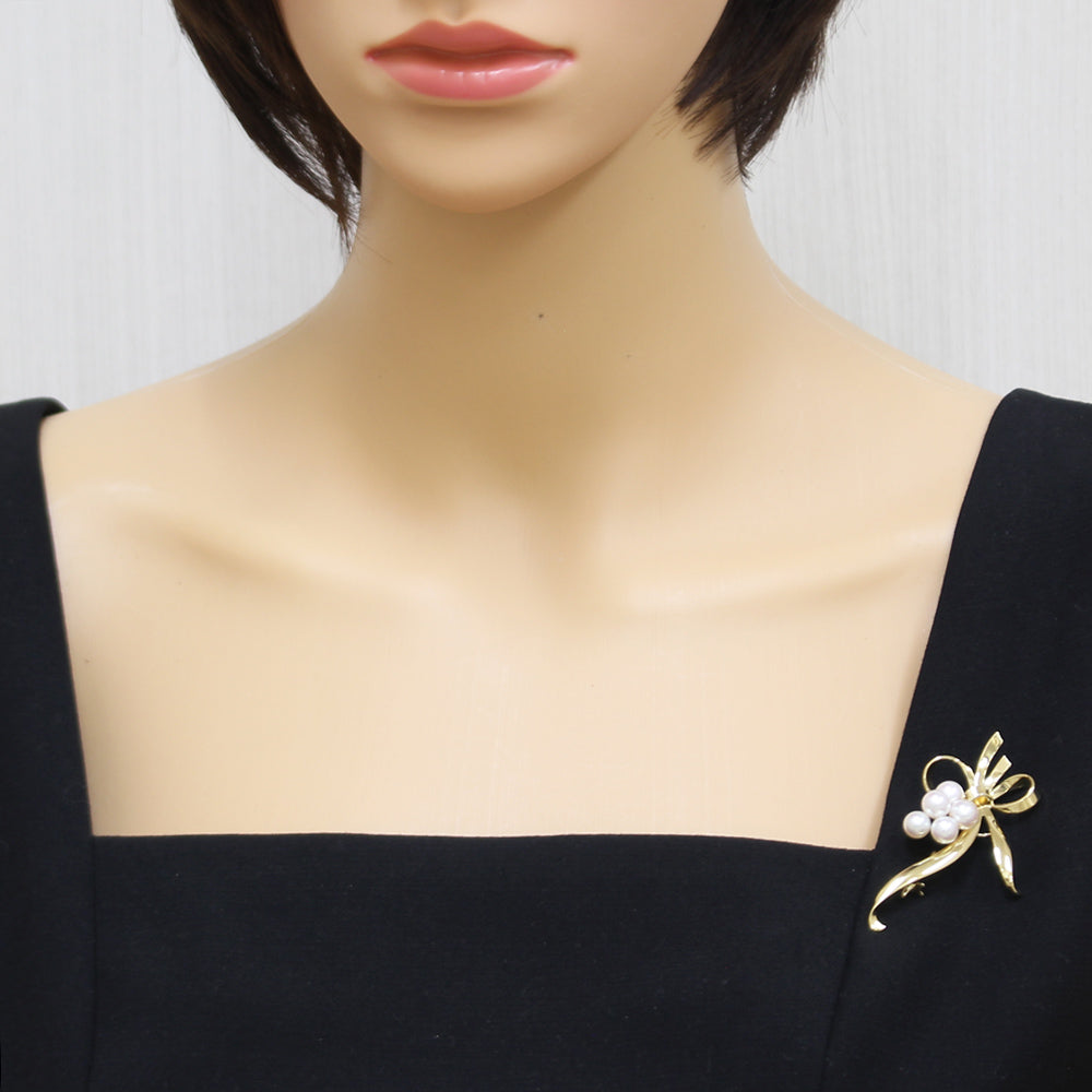 美品✨MIKIMOTOミキモト アコヤパール　ブローチ　15球　フラワー　リボン 美品✨MIKIMOTOミキモト アコヤパール ブローチ 15球 フラワー