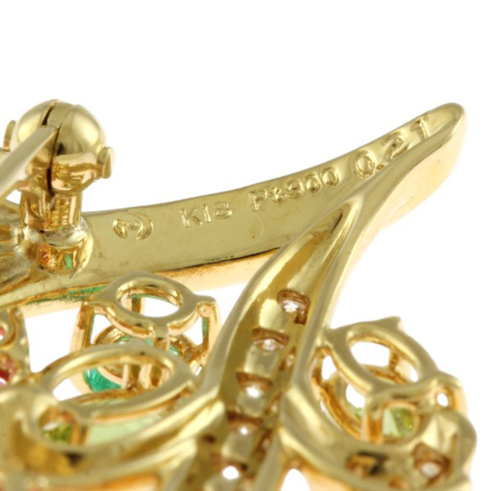 タサキ ブローチ タサキ 18金 ピンクトルマリン ペリドット