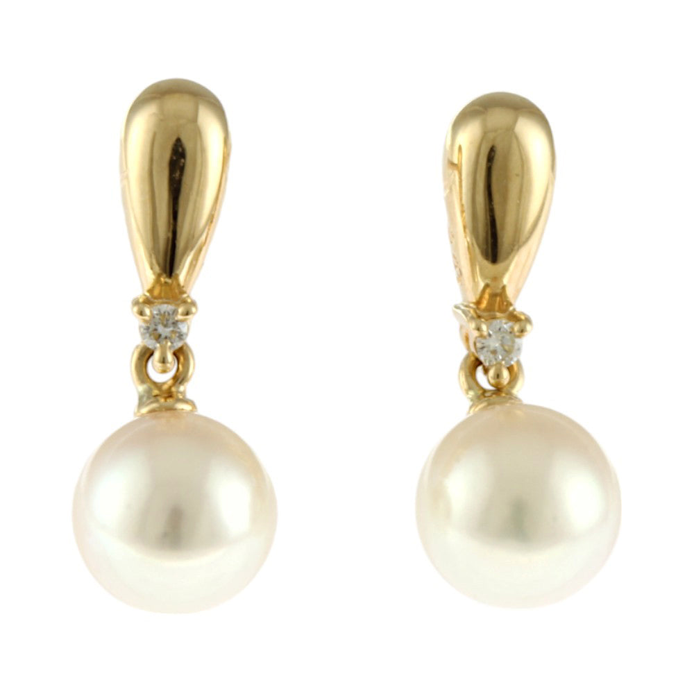 A091107)TASAKI K18 ピアス YG ダイヤ 18金 タサキ タサキ ピアス 18金