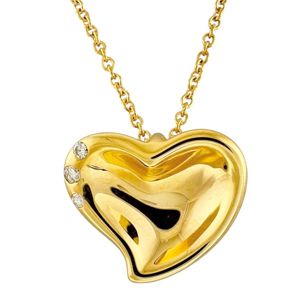 Tiffany Tiffany Full Heart Necklace 18 Gold K18 Yellow Gold