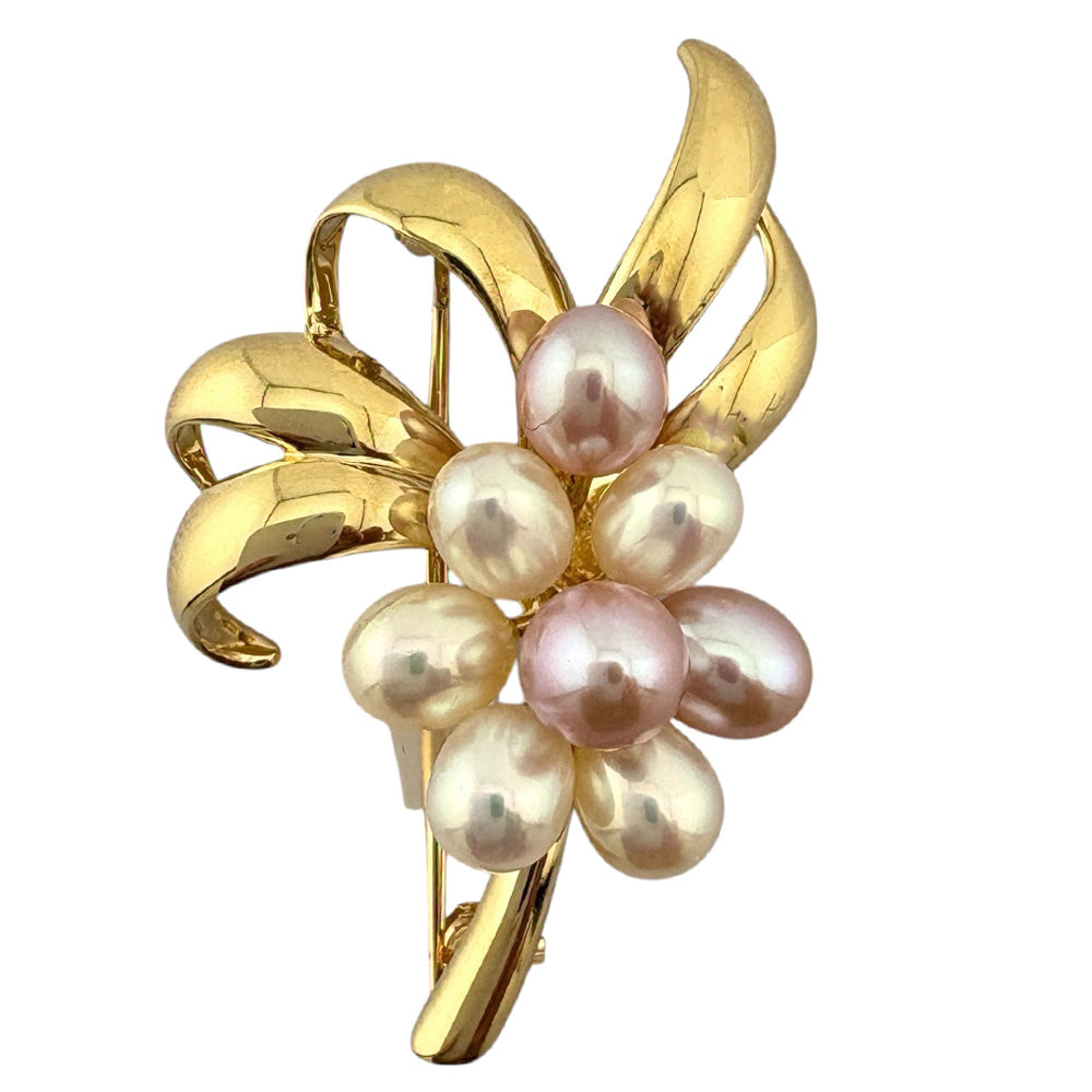 MIKIMOTO ミキモト ブローチ 18金 K18イエローゴールド パール ユニ
