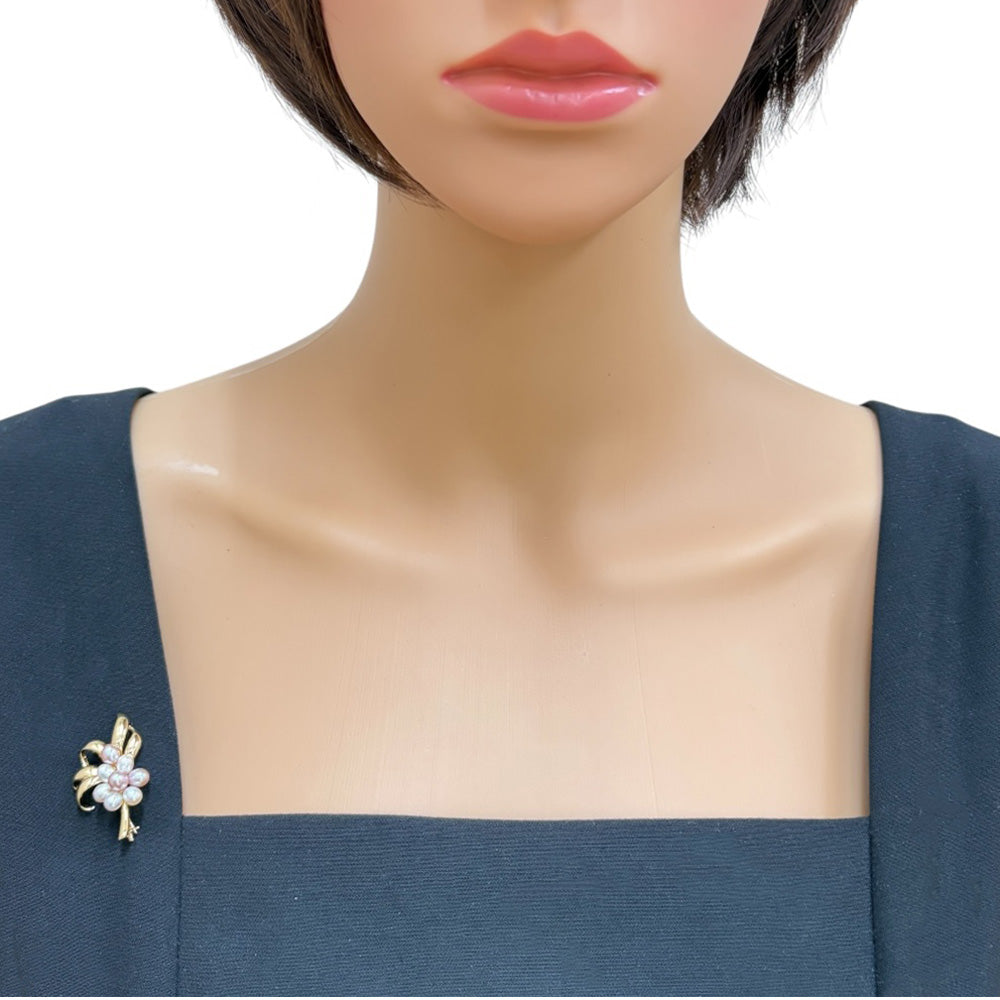 MIKIMOTO ミキモト ブローチ 18金 K18イエローゴールド パール ユニ