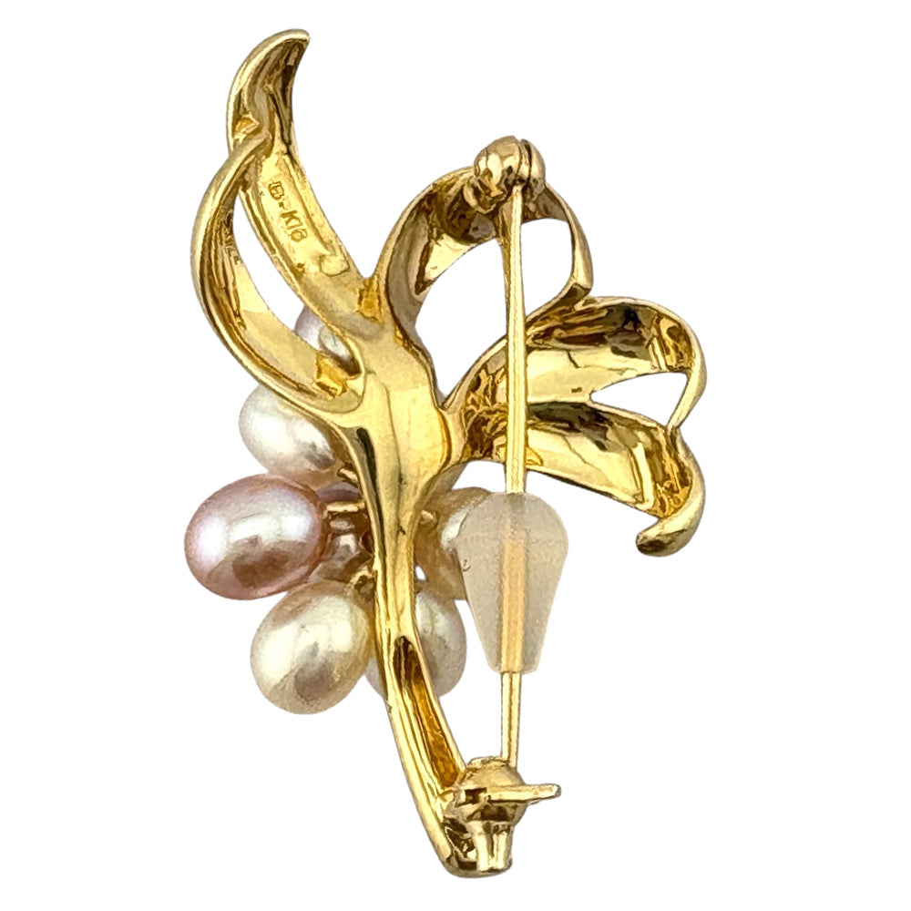 MIKIMOTO ミキモト ブローチ 18金 K18イエローゴールド パール ユニ