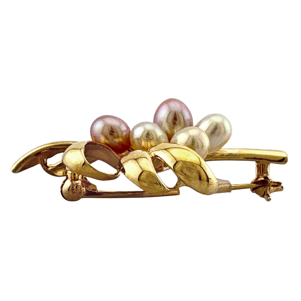 MIKIMOTO ミキモト ブローチ 18金 K18イエローゴールド パール ユニ