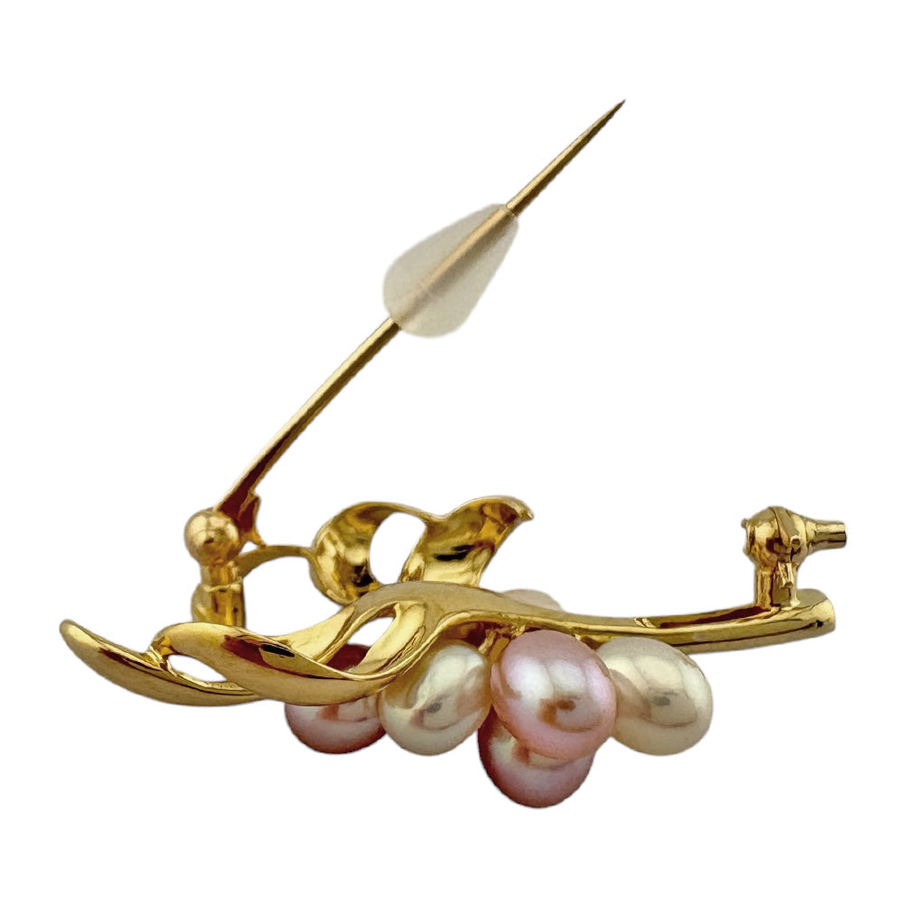 MIKIMOTO ミキモト ブローチ 18金 K18イエローゴールド パール ユニ