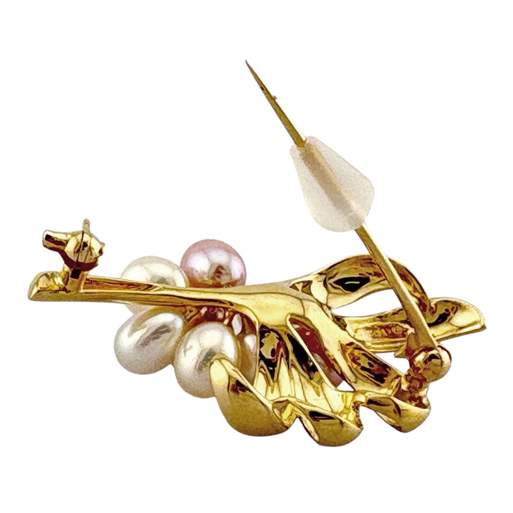 アンティーク非売品MIKIMOTOジュエリーパール&ゴールドブローチ MIKIMOTO ミキモト パール 真珠 ブローチ K14イエローゴールド